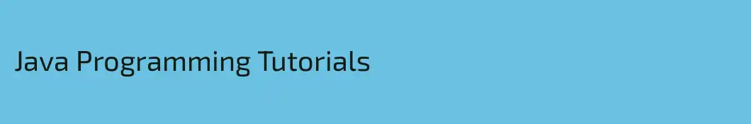 Java Programming Tutorials